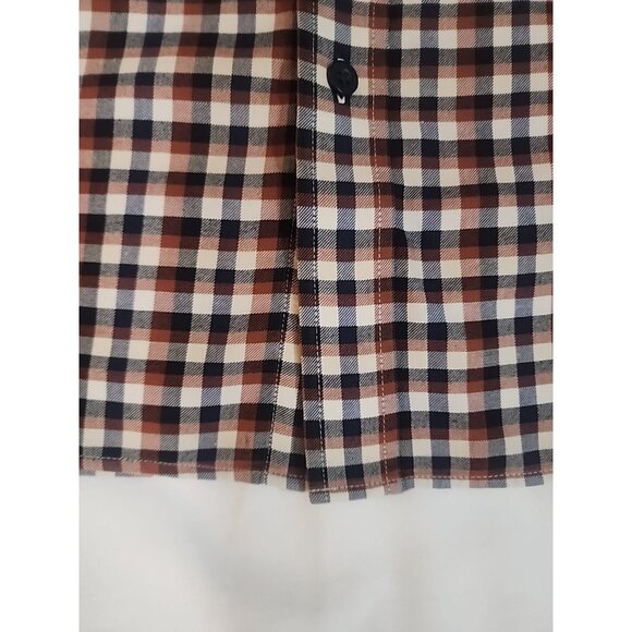 Patagonia Long Sleeve Organic Cotton Shirt Men Large Plaid Check Button Navy Brn - Picture 4 of 8